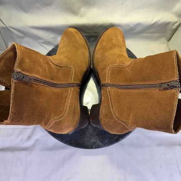 La Canadienne Brown Suede Zip-Up Heeled Ankle Booties Women's Size 8.5 US - Picture 5 of 8